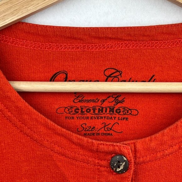 Onque Casuals Womens Orange Button Up Sweater Size XL Long Sleeve Beaded Pockets - Picture 10 of 15